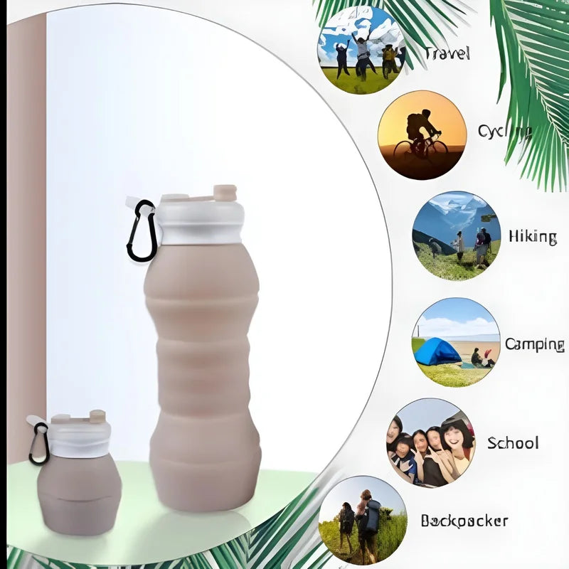 Collapsible BPA Free Silicone Water Bottle Foldable Travel Bottle