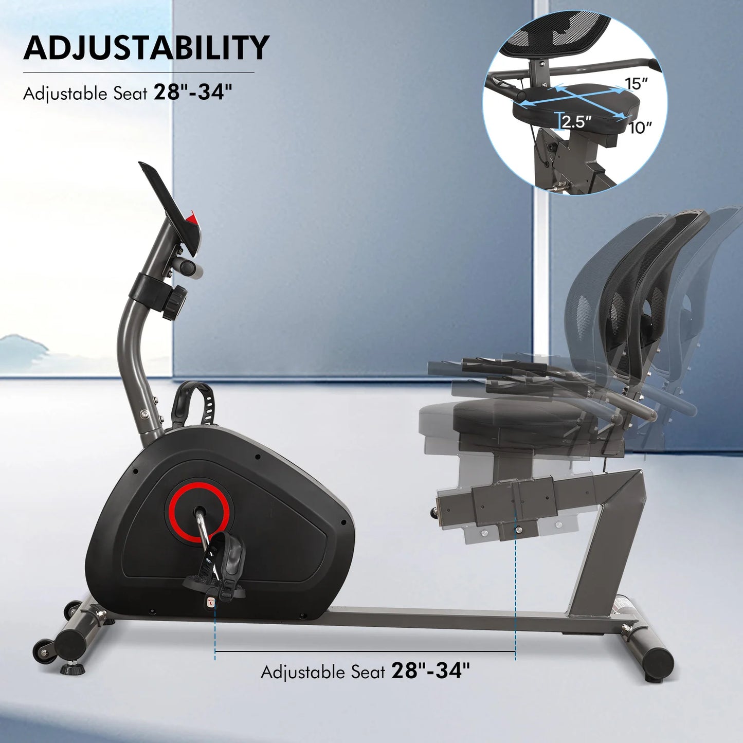 Recumbent Exercise Bike For Home Eight Levels Quiet Seat