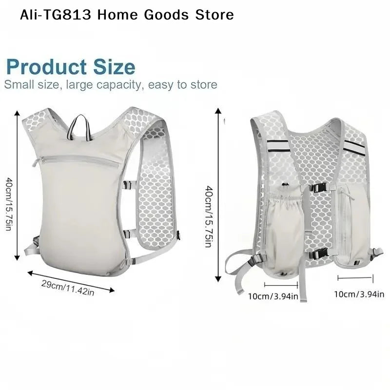 Lightweight Reflective Running Hydration Vest With Adjustable Chest Strap