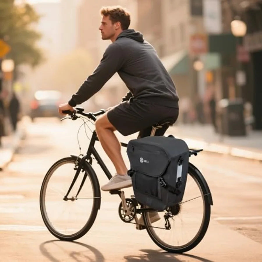 Waterproof Bike Pannier Bag With Laptop Sleeve And Reflective Strips