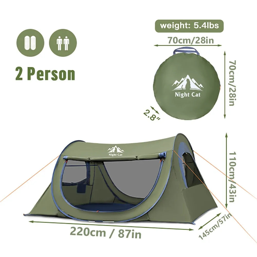 Night Cat Pop Up Tent With Mosquito Net Waterproof Setup