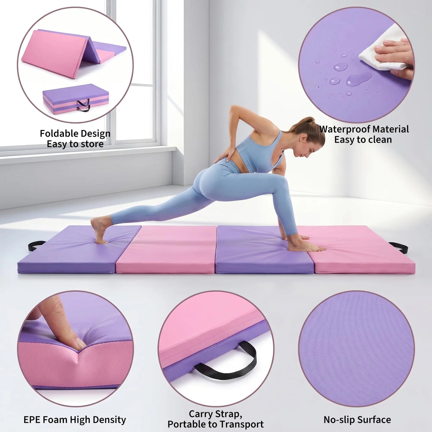 HiMISS Folding Gymnastics Mat 4 Fold Home Gym Exercise