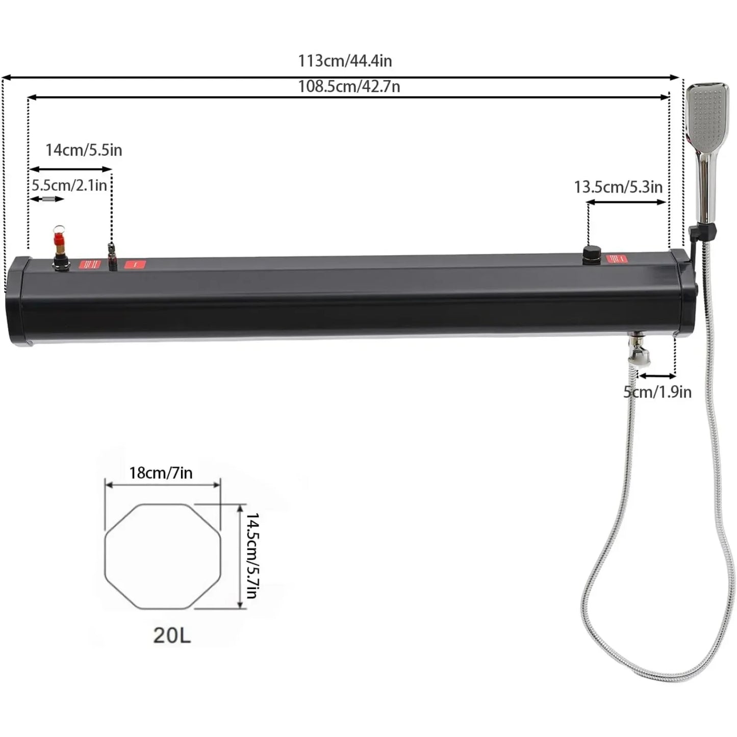 Roof Rack Mount Camp Shower With Pressurized Water Tank Copper