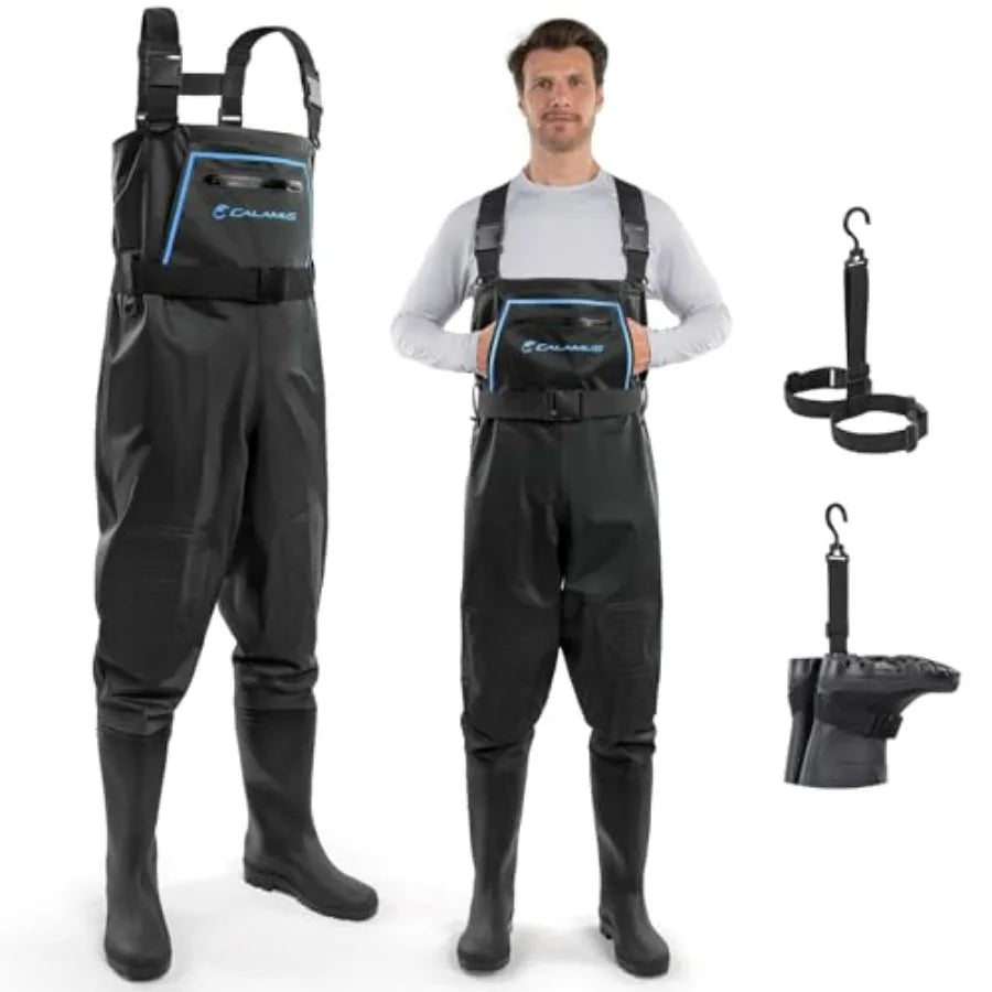 WaveWalker Waterproof PVC Fishing Waders With Slip Resistant Boots