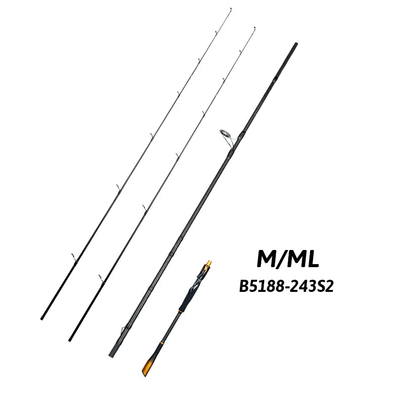 BIUTIFU Spinning Baitcasting Rod With Fuji Guides Two Tips