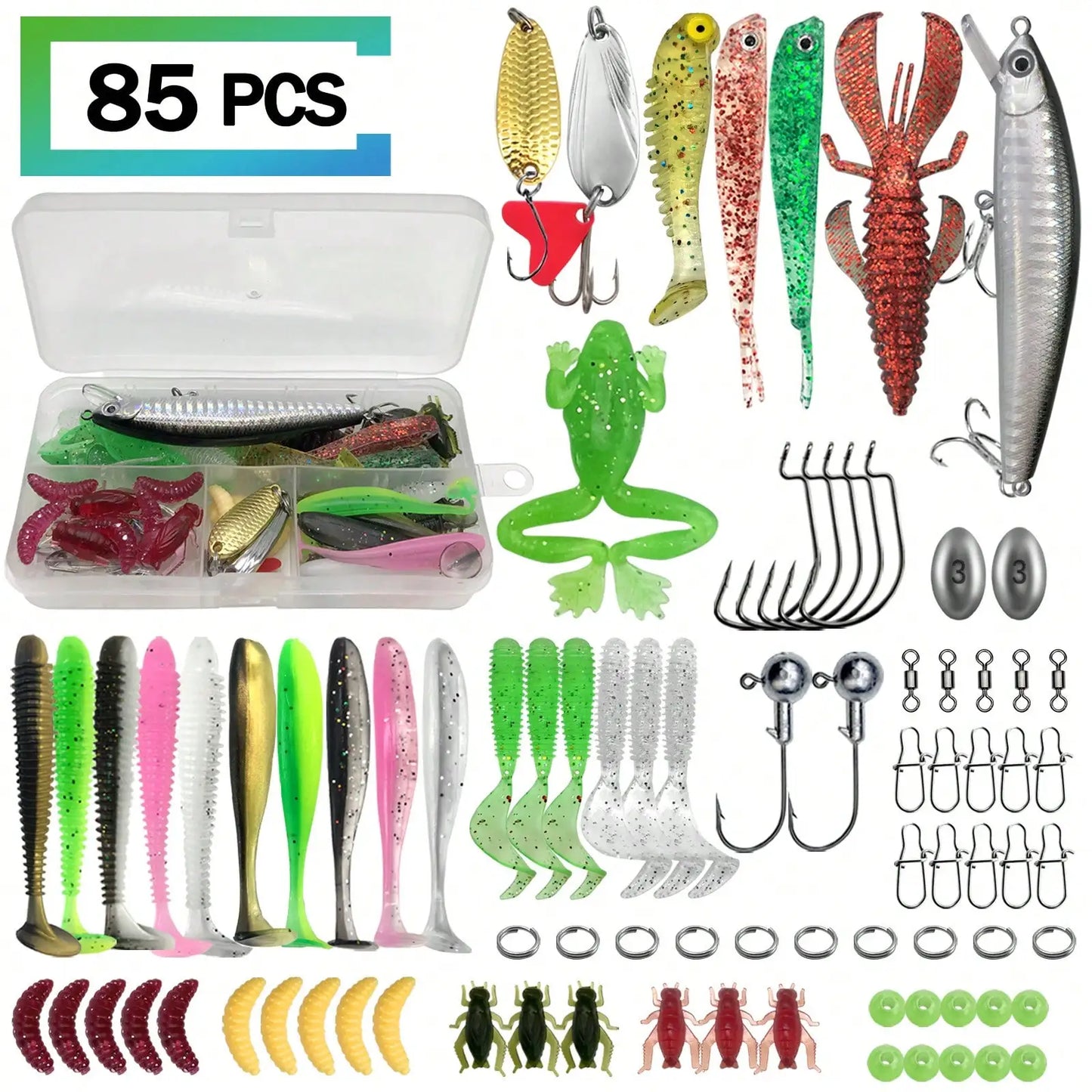 Universal Fishing Lure Set With Box Soft Spoon Hard Baits