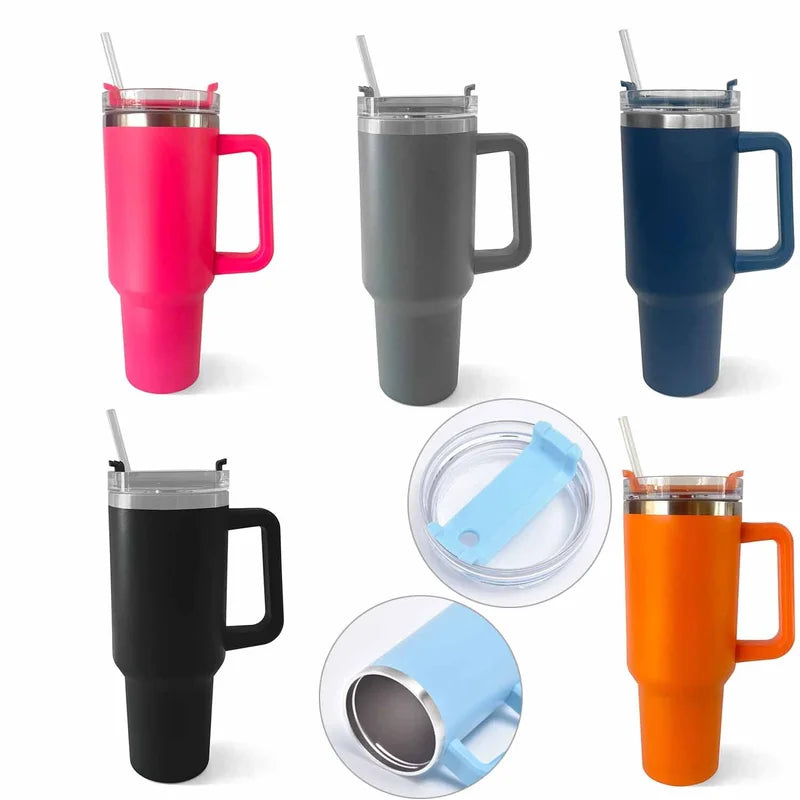 Stainless Steel Vacuum Insulated Tumbler With Handle And Straw
