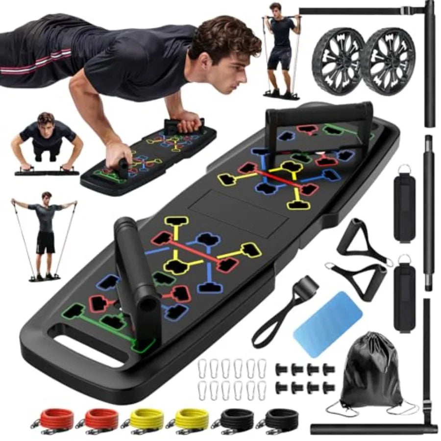 Push Up Board Home Gym Fitness Kit With Resistance Bands
