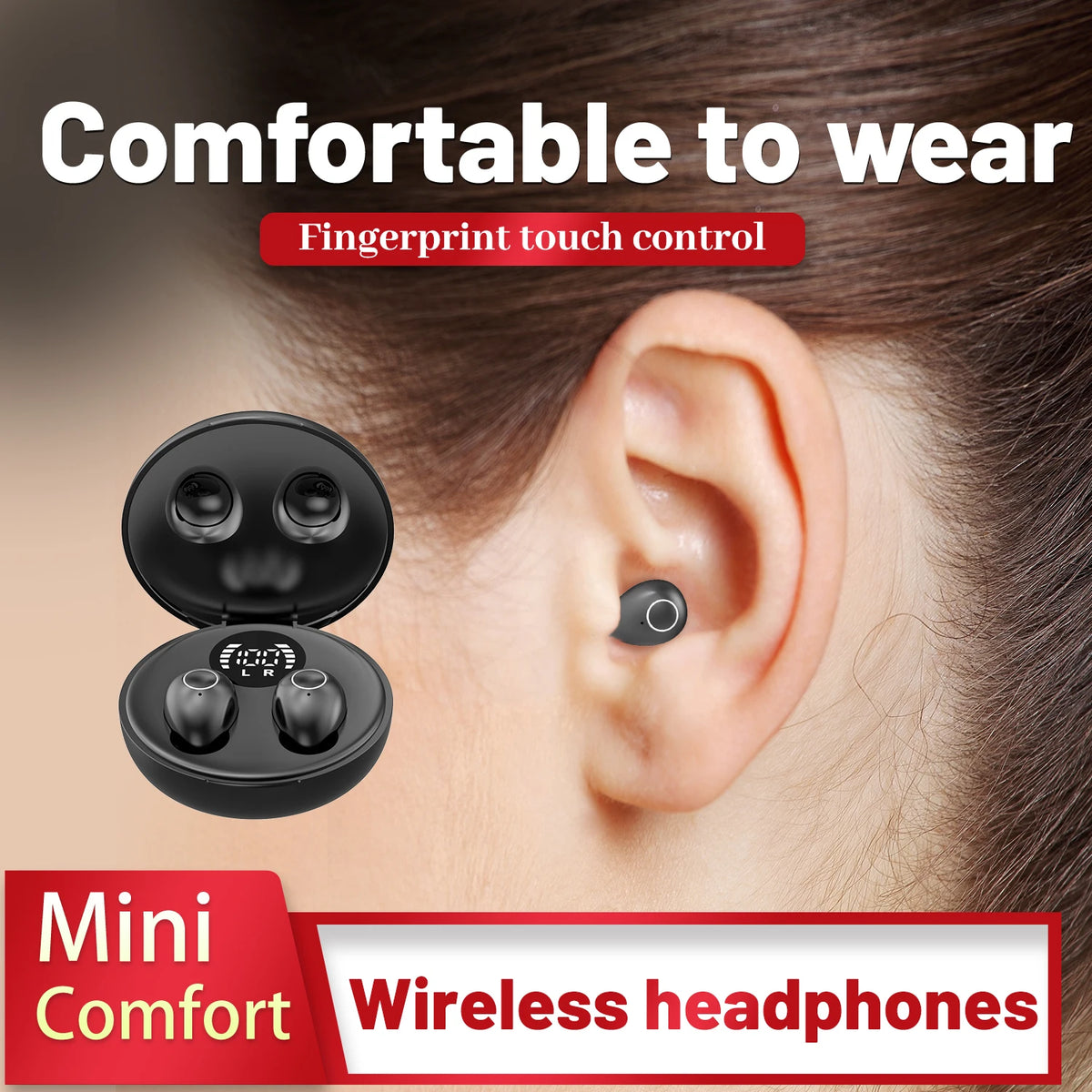 SHUKE Invisible Wireless Bluetooth Sleeping Earbuds With Noise Cancellation