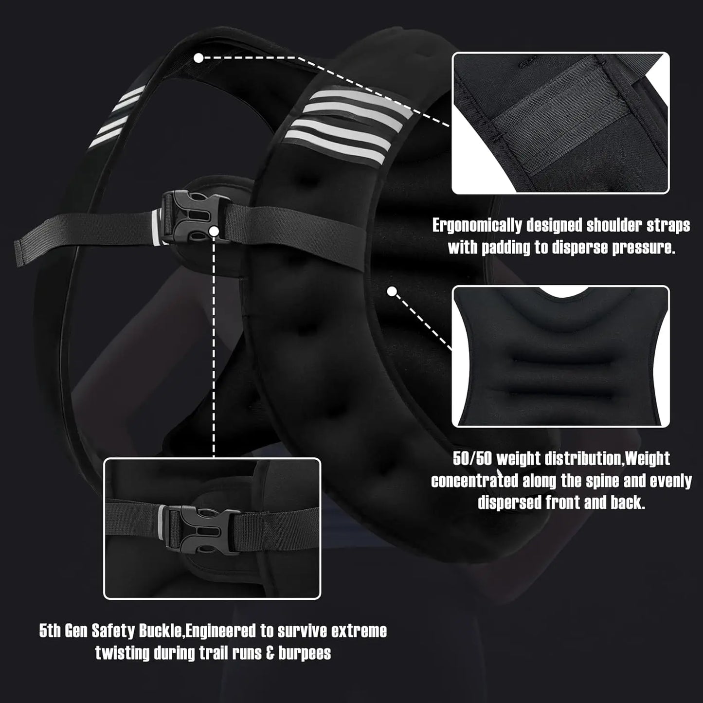 Weight Vest With Reflective Stripe For Training And Running