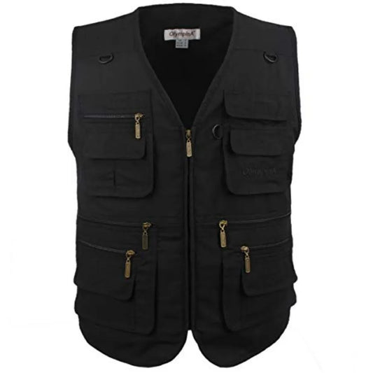 Mens Poplin Outdoor Travel Multi Pocket Fishing Vest