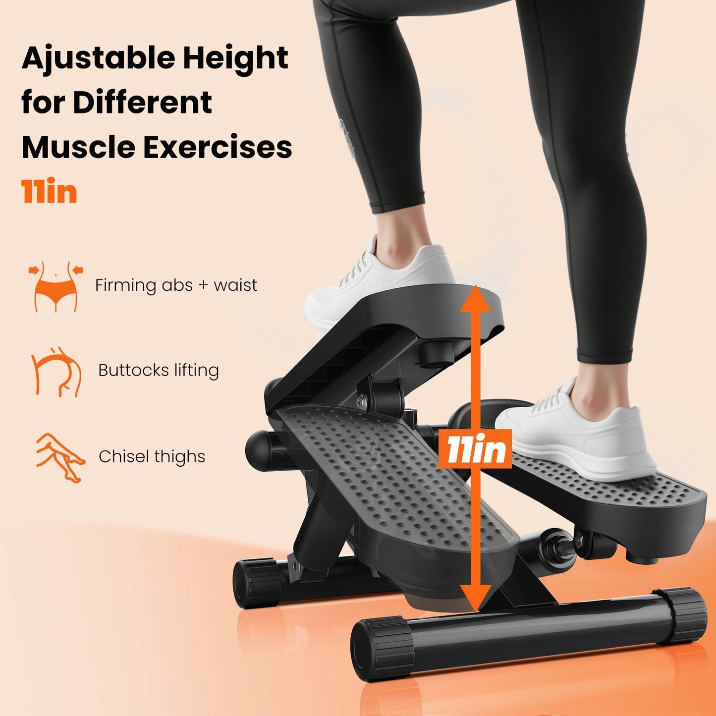 Mini Stepper With Resistance Bands 300 Lbs Weight Capacity
