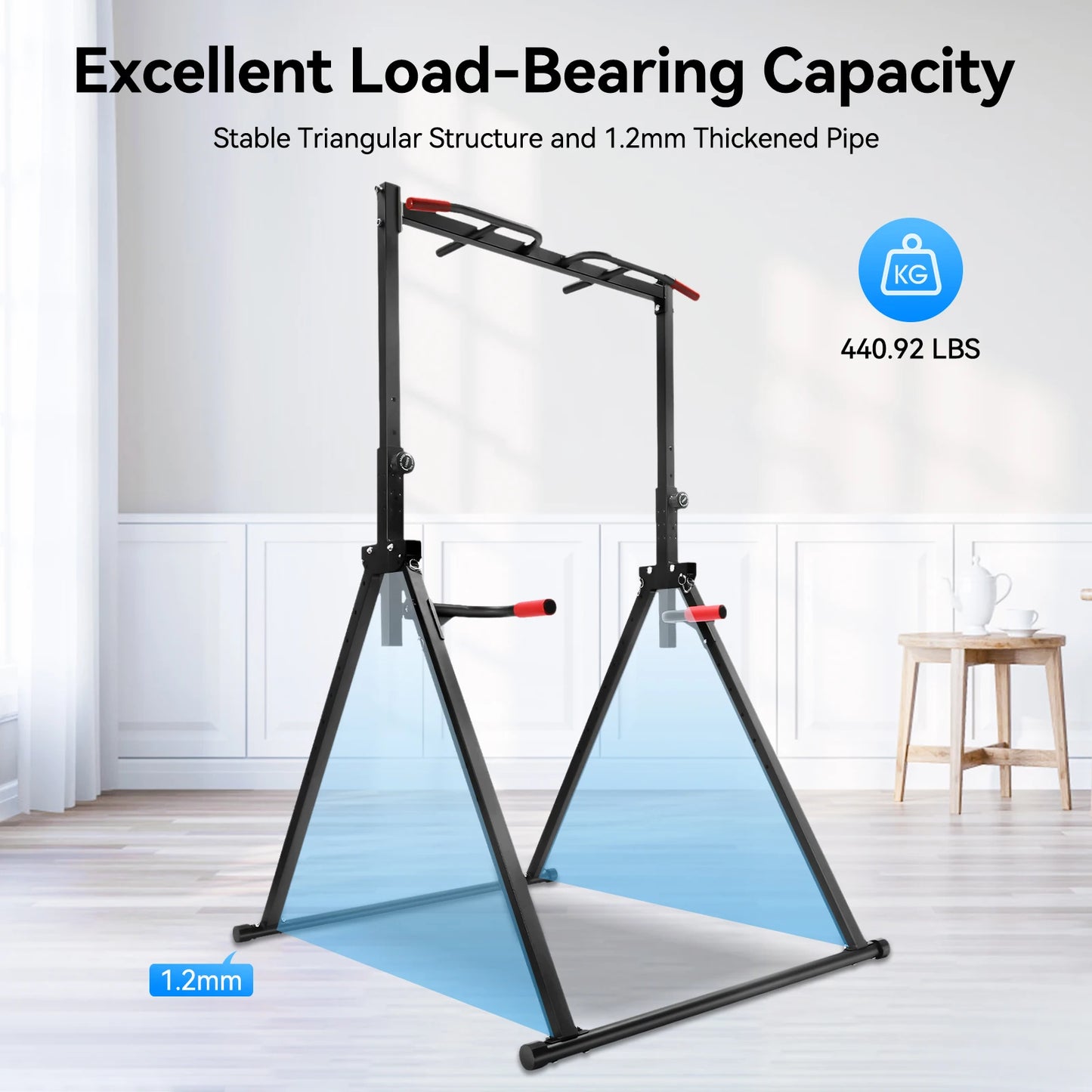 Adjustable Pull Up Bar 200kg Foldable Home Gym Multi-Function Training