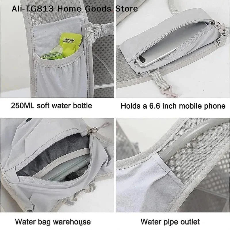 Lightweight Reflective Running Hydration Vest With Adjustable Chest Strap