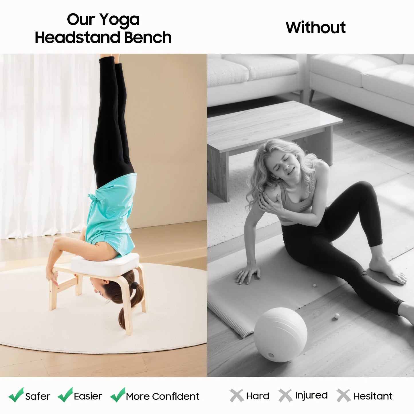 Yoga Headstand Bench Inversion Stool 440lbs Capacity Home Gym
