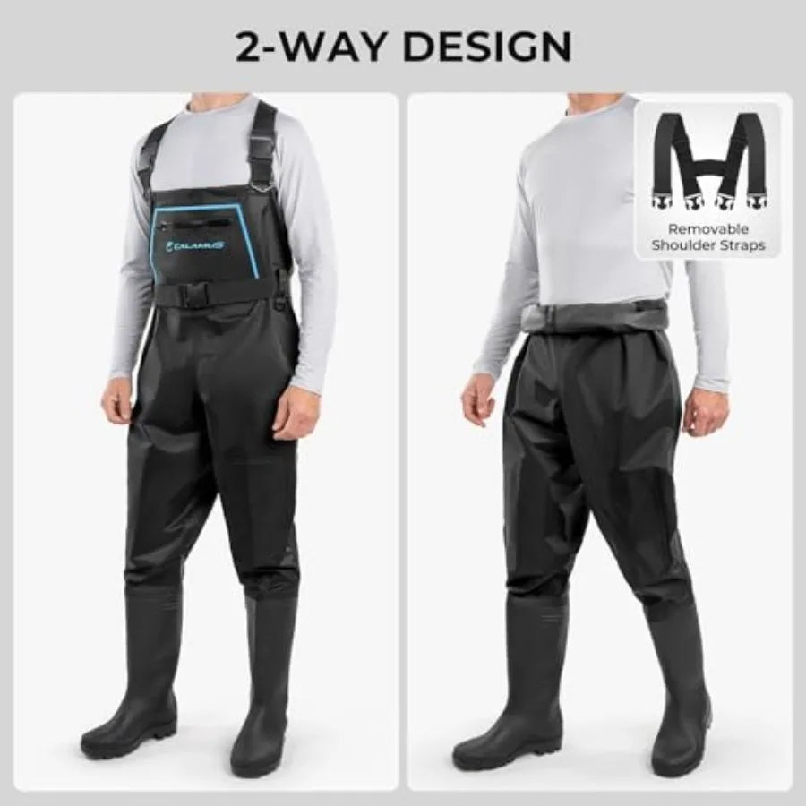 WaveWalker Waterproof PVC Fishing Waders With Slip Resistant Boots
