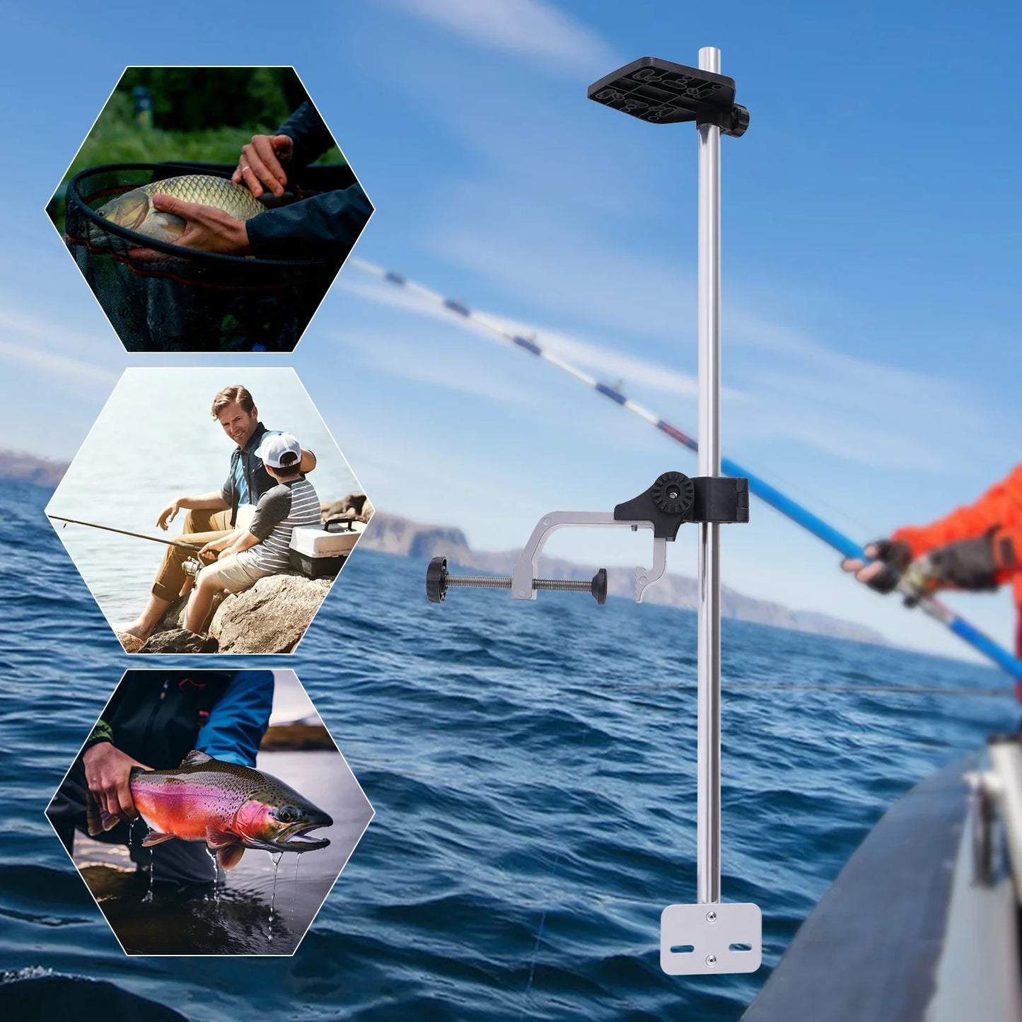Portable Fish Finder Mount Universal Bracket With 360 Degree Rotatable