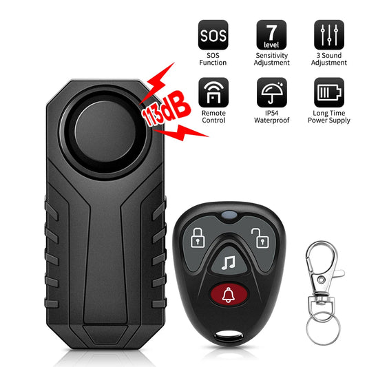 WSDCAM Wireless Bike Alarm IP65 Waterproof Vibration 113dB Anti Theft