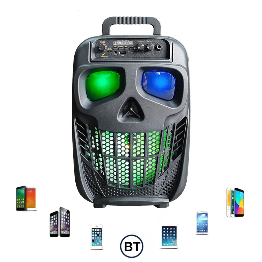 LAIMANEI Skull Bluetooth Speaker Portable Wireless Outdoor Microphone BT 5.0