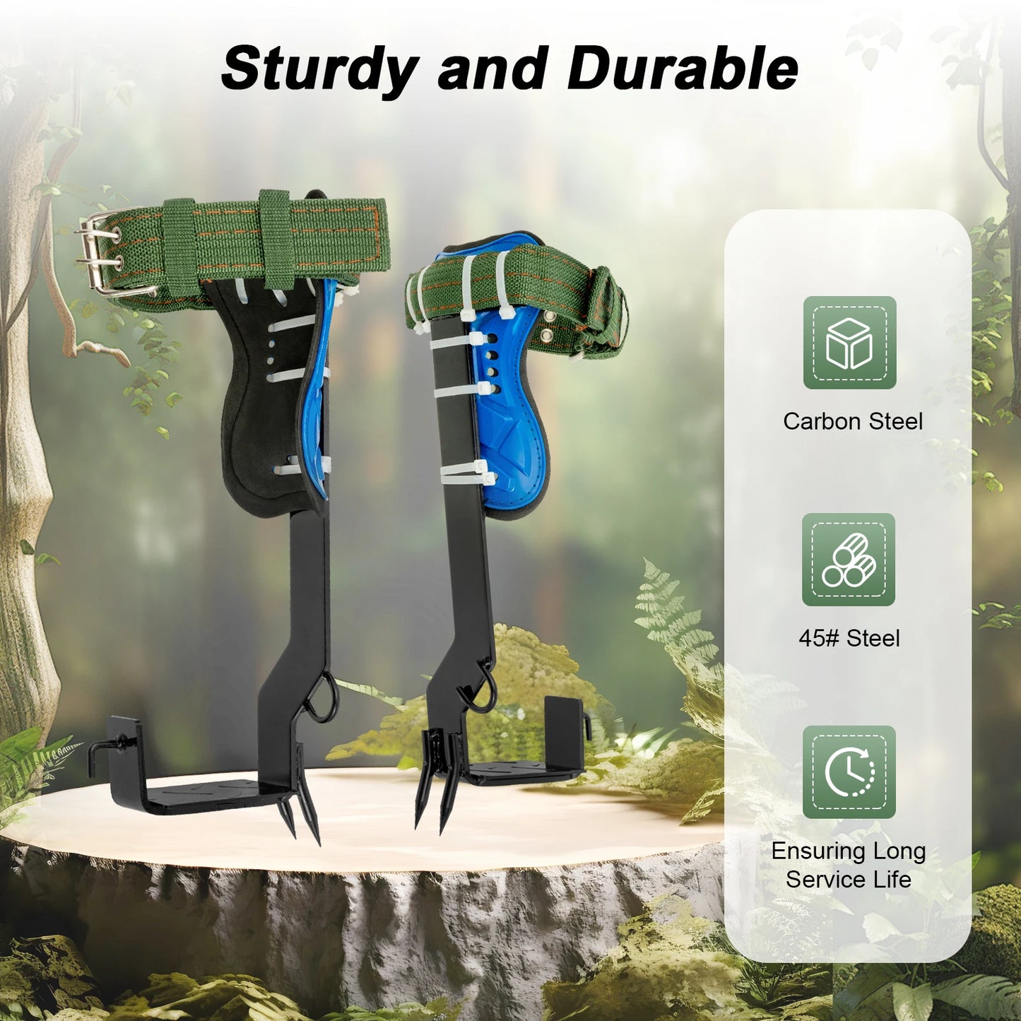 Tree Climbing Spikes Kit With Safety Harness Arborist Gear 220Lbs