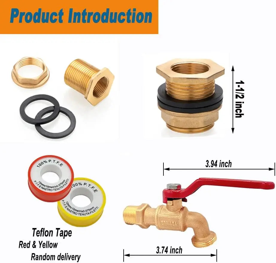 Rain Barrel Spigot Kit Brass Faucet For Water Collection