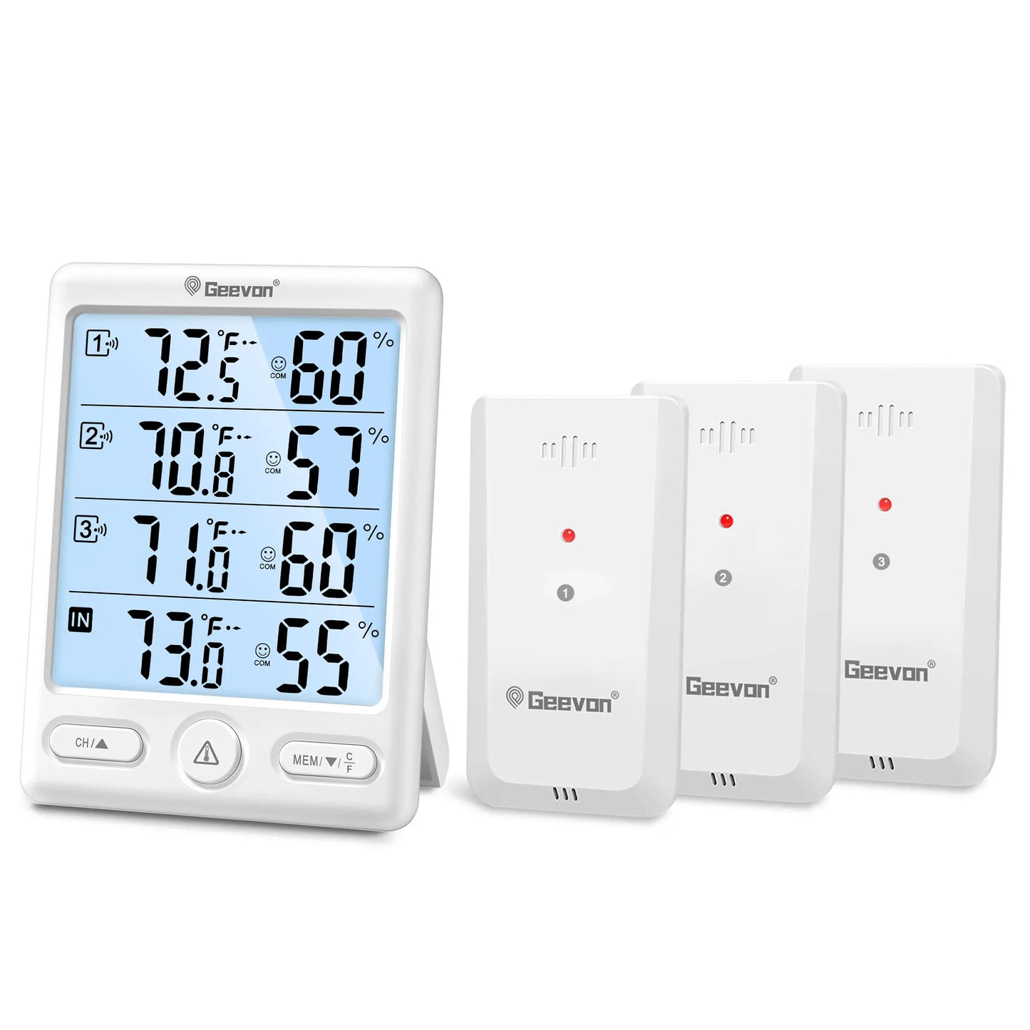 GeeVon Indoor Outdoor Thermometer With 3 Remote Sensors