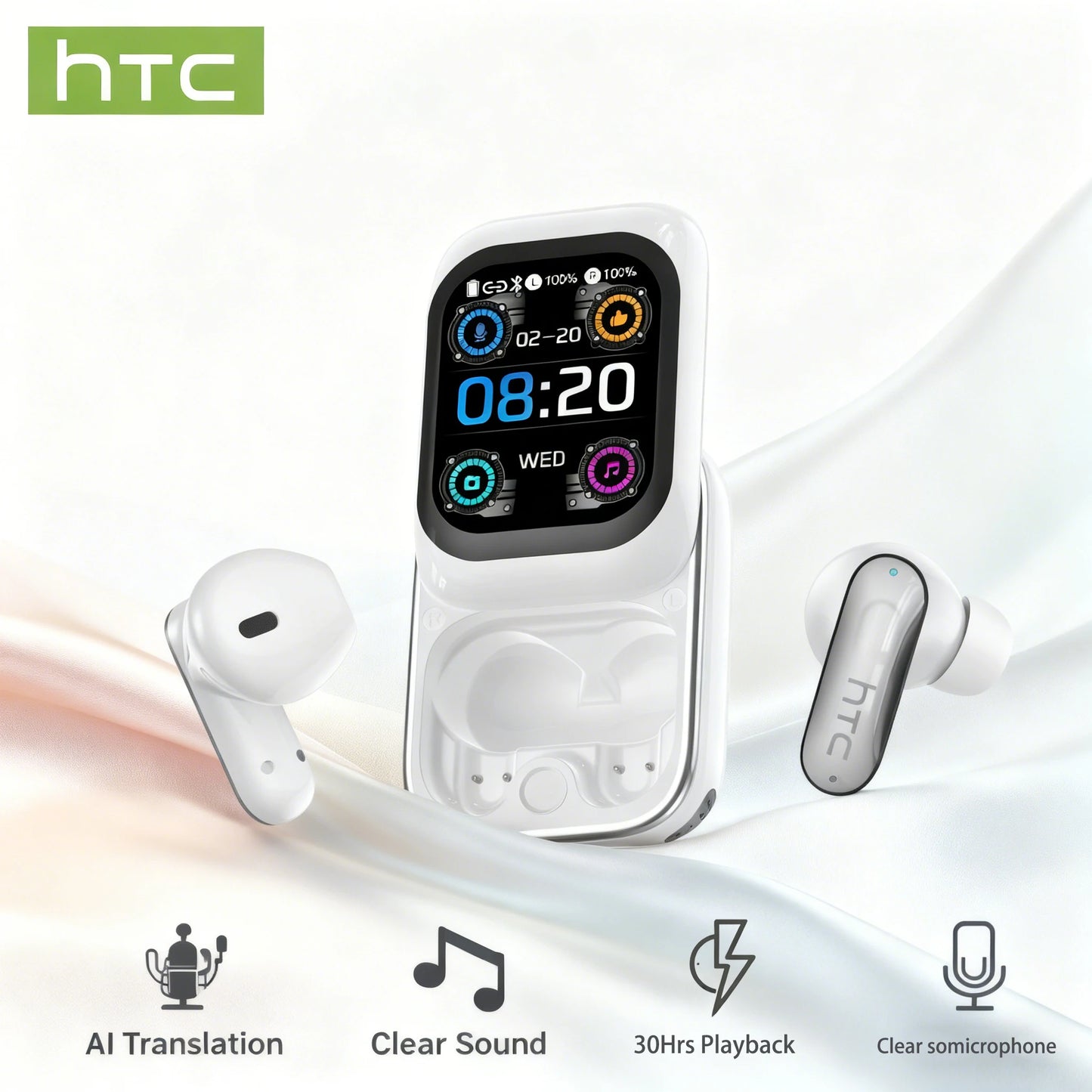 Wireless Bluetooth Earbuds With AI Translation Active Noise Cancellation