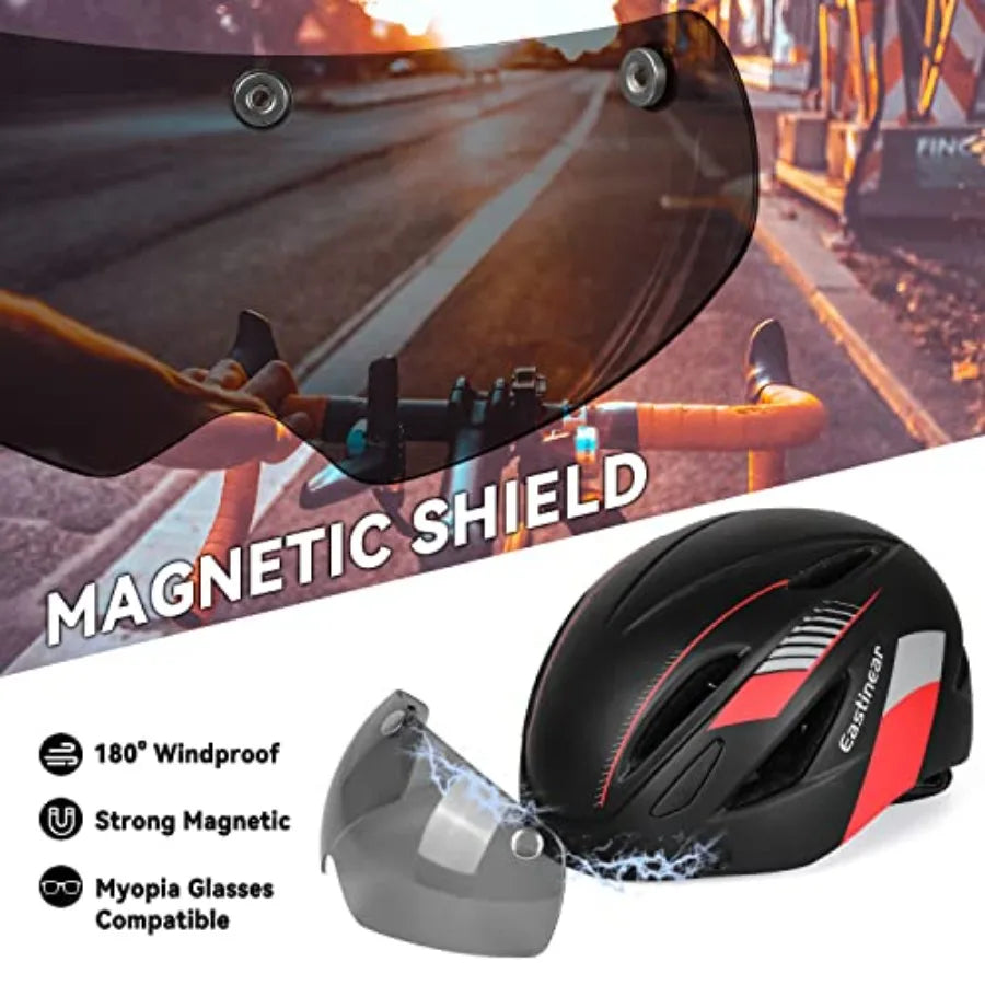 Adults Bike Helmet With Magnetic Goggles And USB Taillight