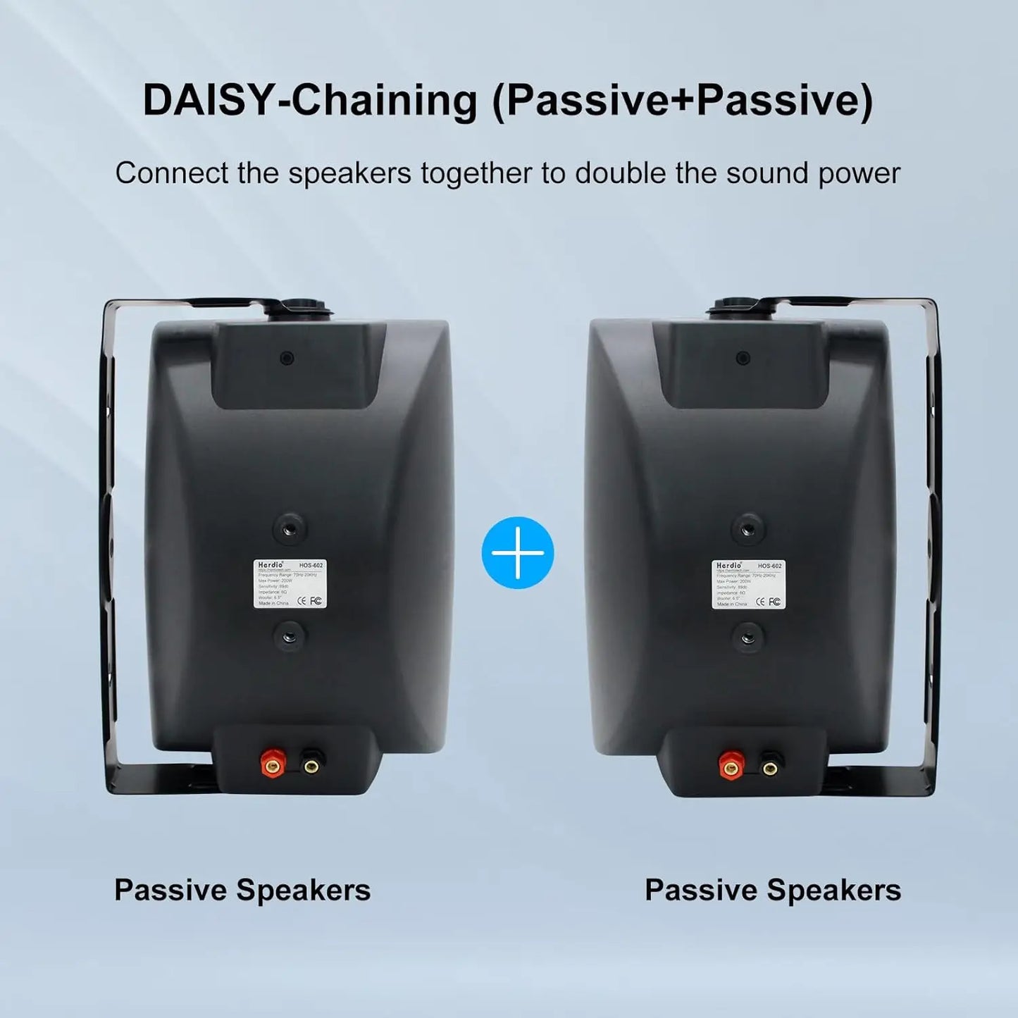 Herdio Outdoor Passive Wall Mount Speakers 400W Waterproof
