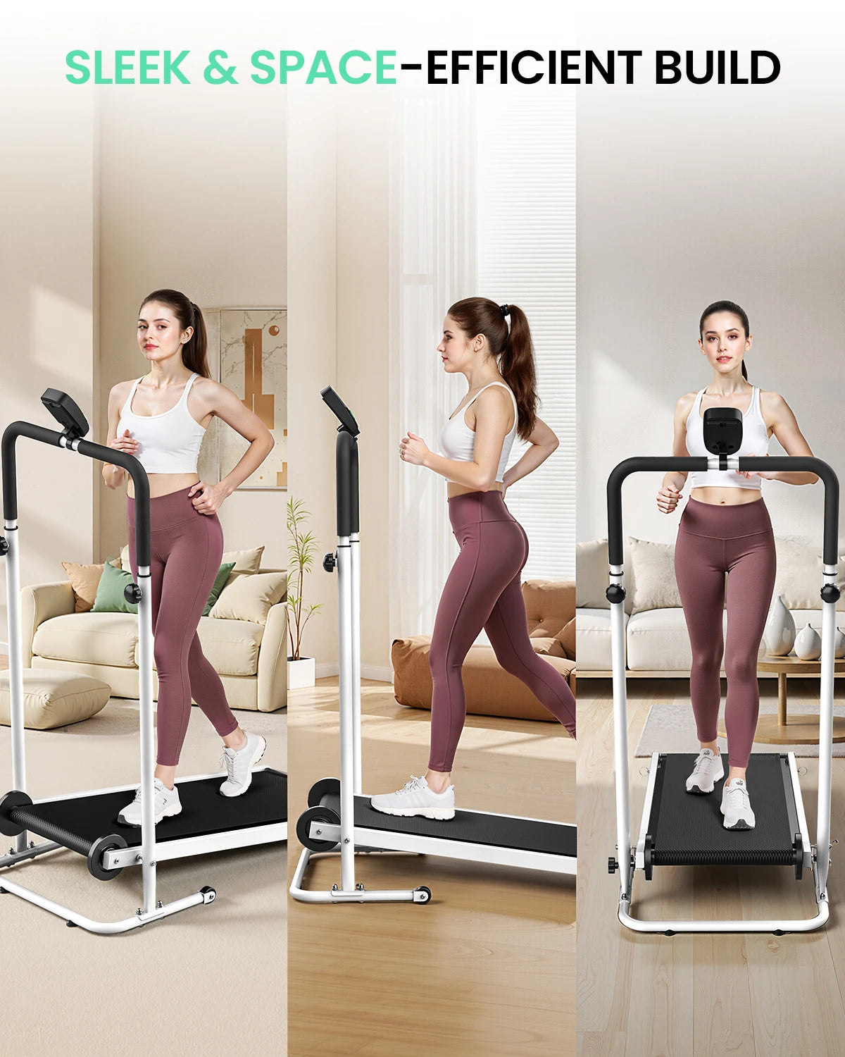 AKLUER Non-Electric Treadmill With Dual Flywheels And Fixed Incline