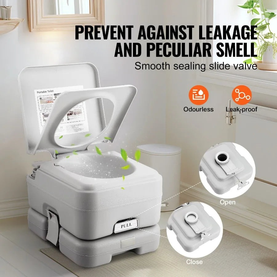 Portable Camping Toilet With Pressurized Flush Carry Bag For RV