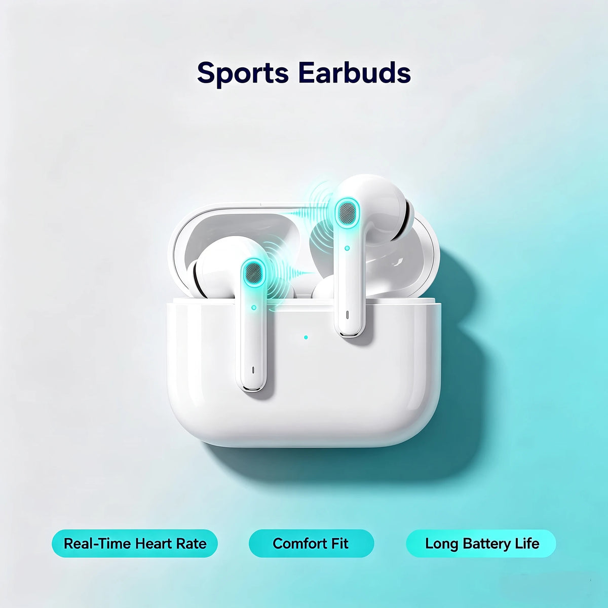 ZZLOVE Wireless Noise Cancelling Bluetooth Sport Earbuds With Charging Case