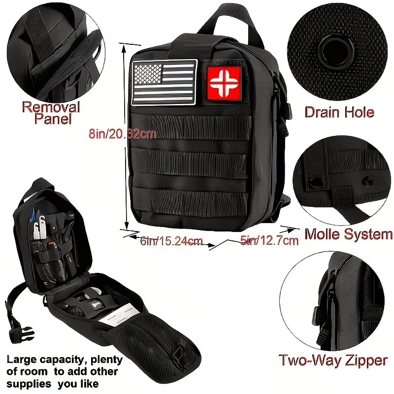 232 Piece Survival Backpack Kit With MOLLE Pouches And First Aid Gear