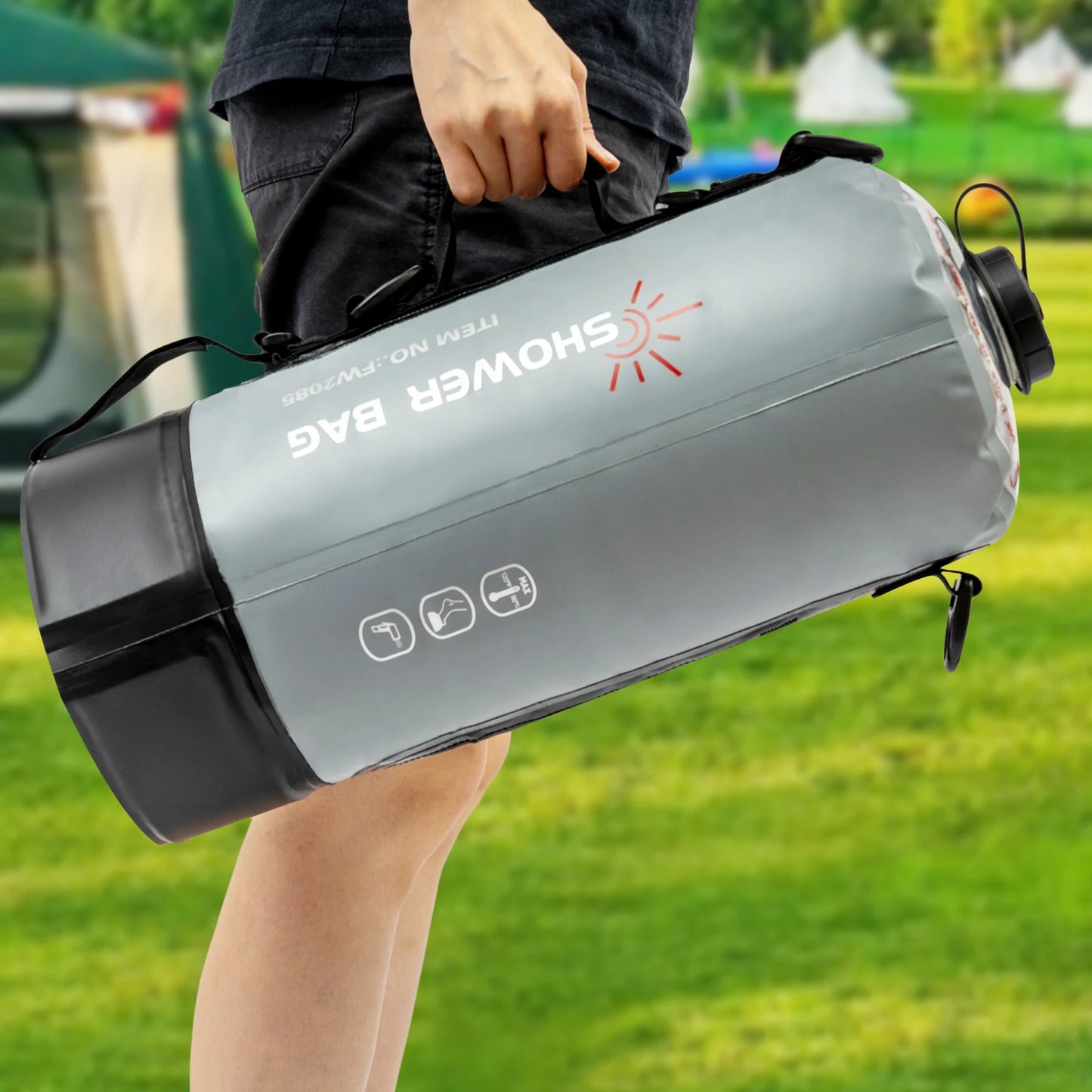 Camping Solar Shower With Pump And Hose, 53C Max Temperature