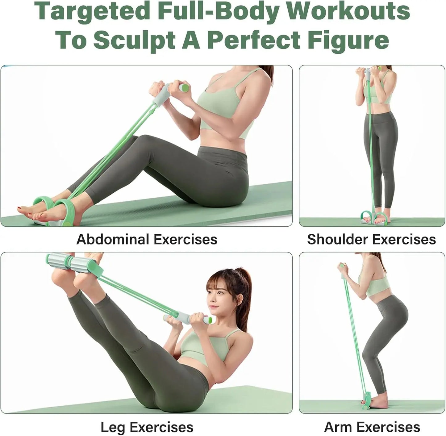Natural Rubber Pedal Resistance Bands With Handles Full Body Workout