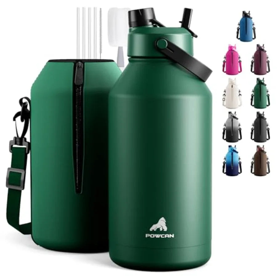 Leakproof Insulated Water Bottle With Straw And Spout Lid