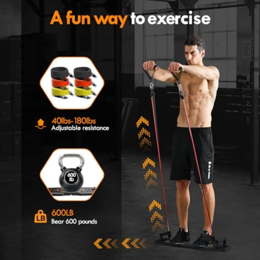 Push Up Board Home Gym Fitness Kit With Resistance Bands