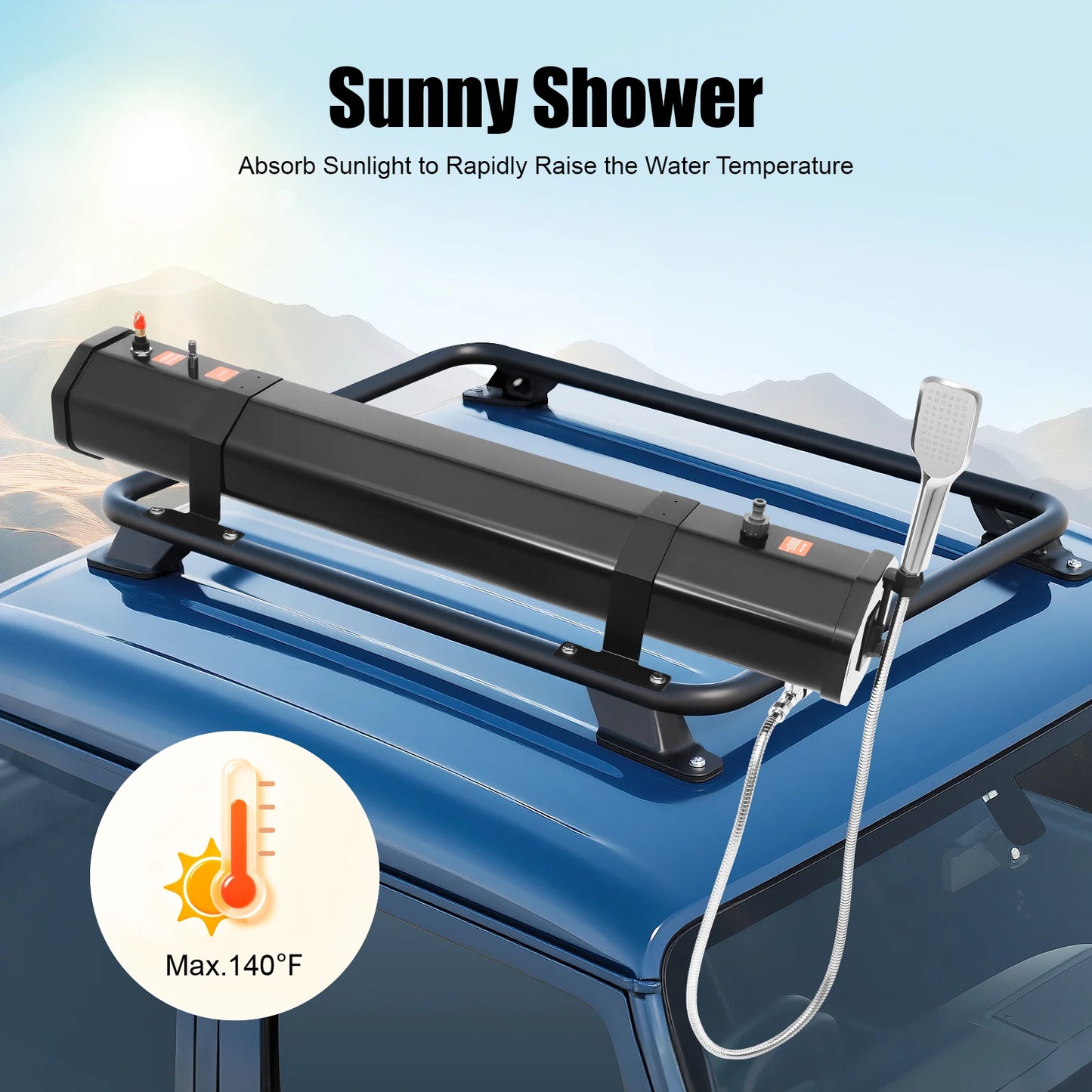 Roof Rack Camping Shower With Pressurized Water Tank Hose