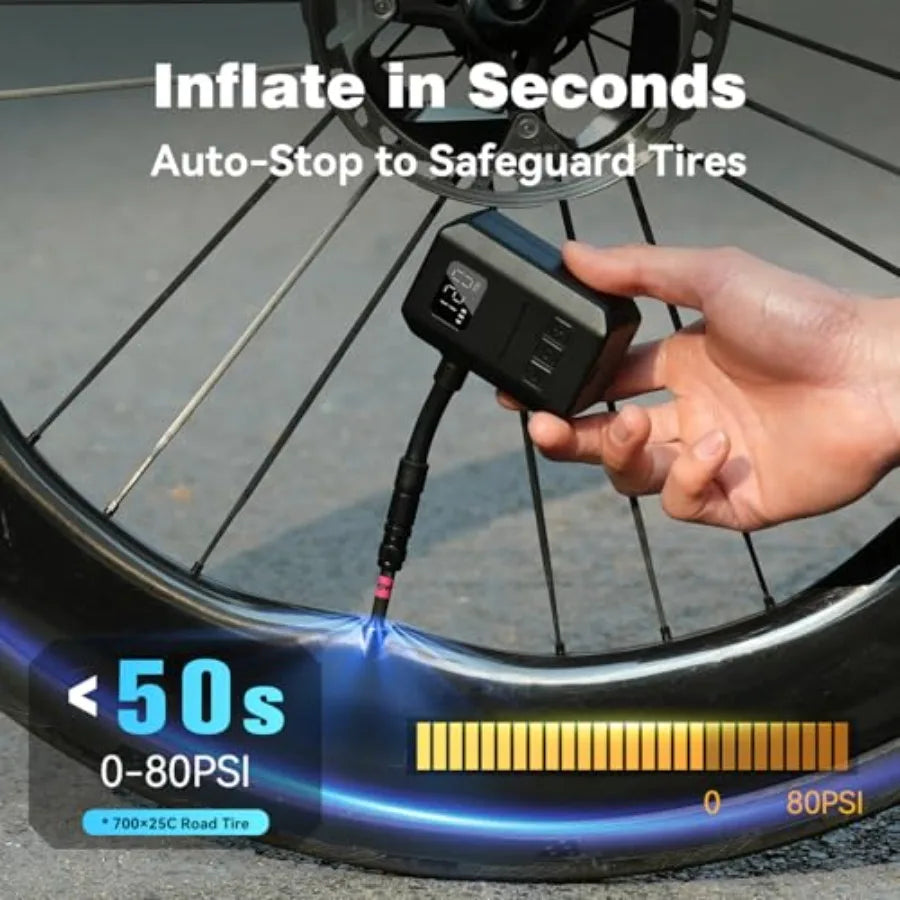 AS260PRO Mini Electric Bike Pump With Gauge And Auto Stop