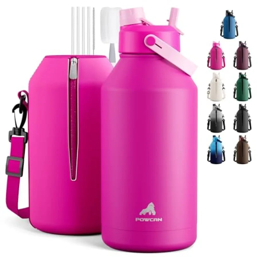 Leakproof Insulated Water Bottle With Straw And Spout Lid