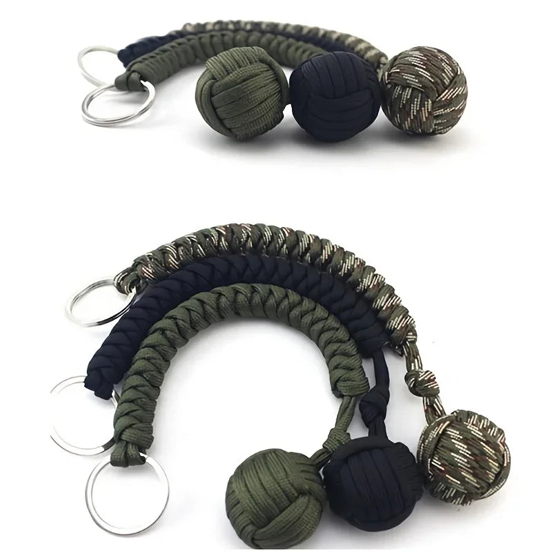 Self Defense Umbrella Rope Monkey Fist Steel Ball Lanyard Survival