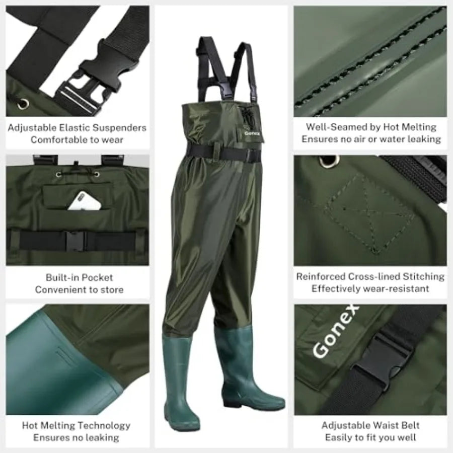 Unisex Chest Waders Waterproof 70D Nylon For Hunting And Fishing