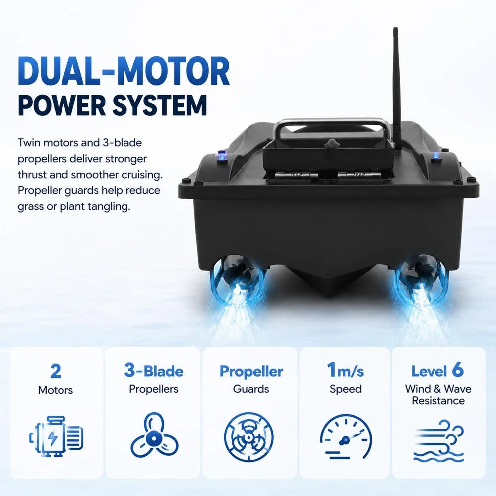 Remote Control Bait Boat With GPS Night Vision Lights