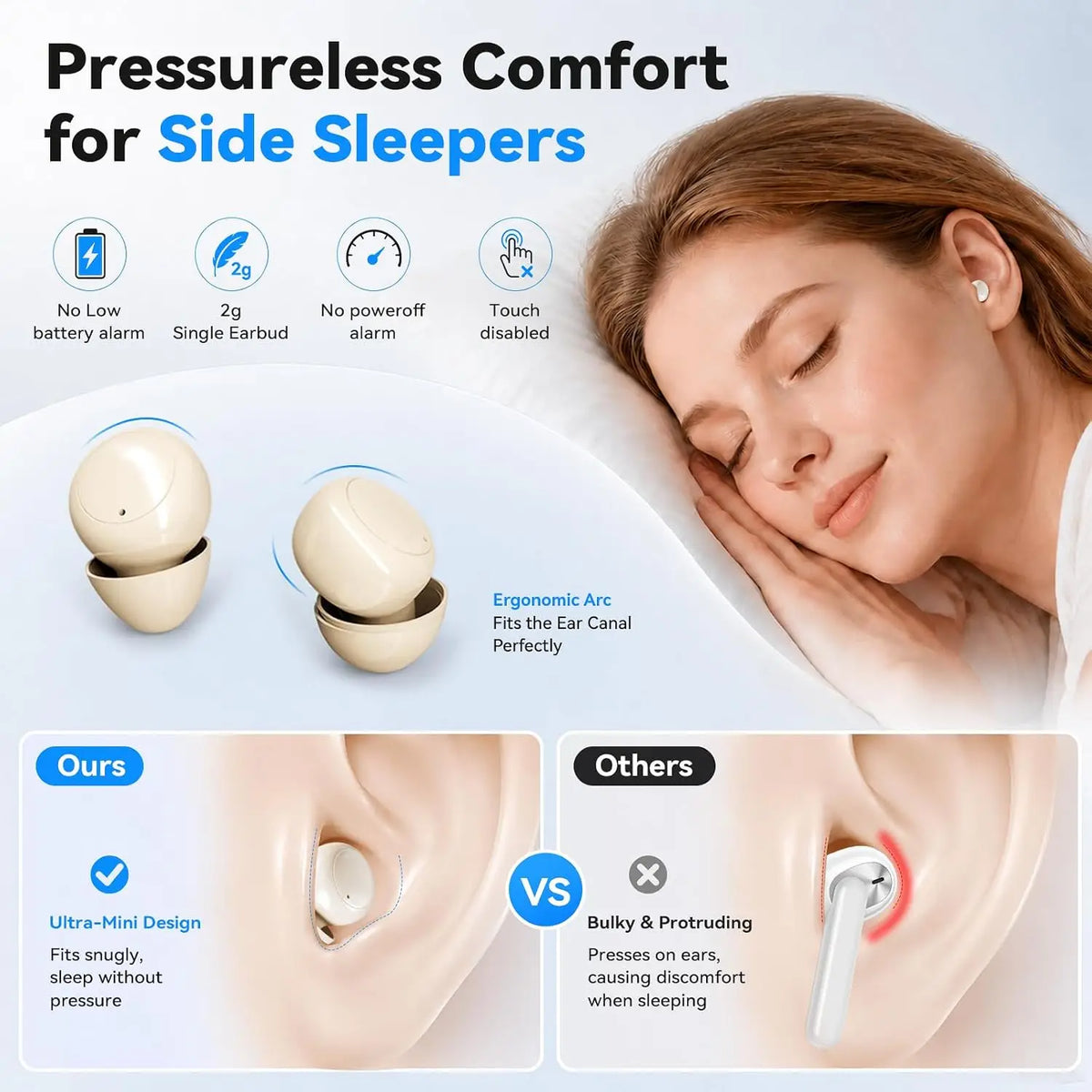 INSONIXN Invisible Wireless Bluetooth Earbuds for Sleep and Music