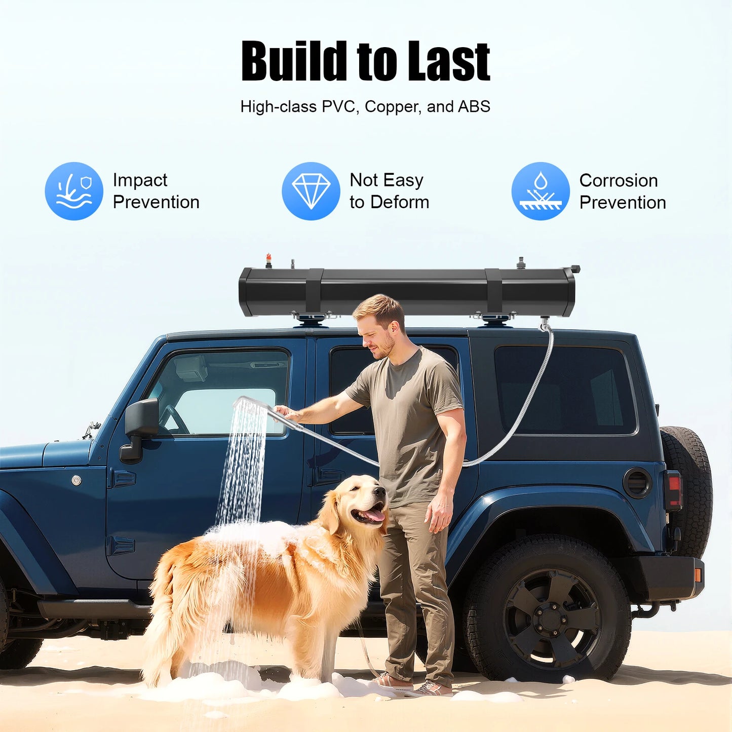 Roof Rack Camping Shower With Pressurized Water Tank Hose