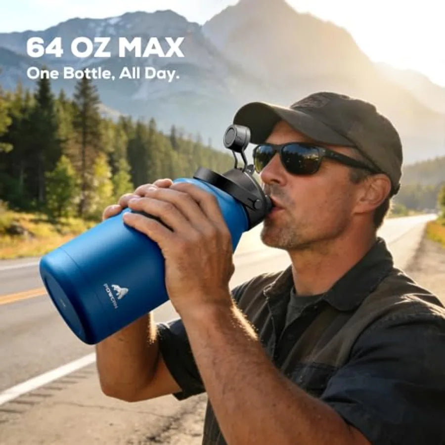 Leakproof Insulated Water Bottle With Straw And Spout Lid