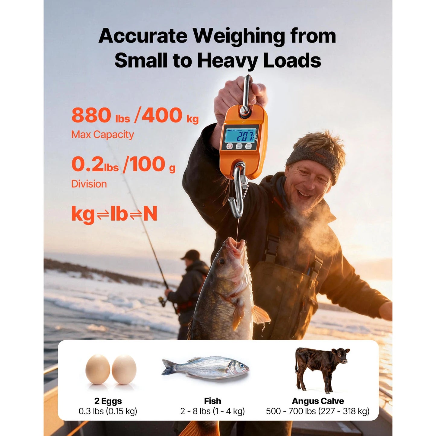 SucceBuy 880 Lb Digital Crane Scale Handheld With LCD Display