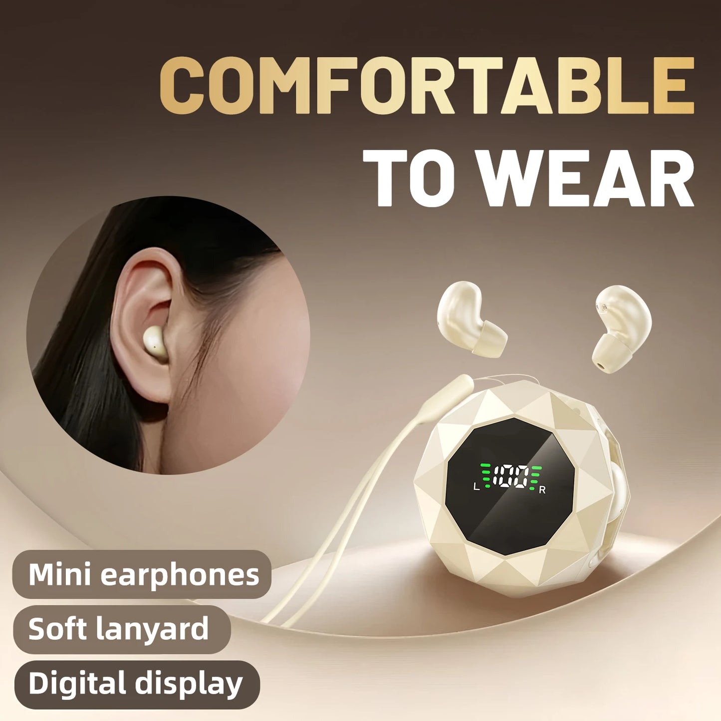 Shuke Mini Wireless Sleep Earbuds Bluetooth Active Noise Cancelling Headphones