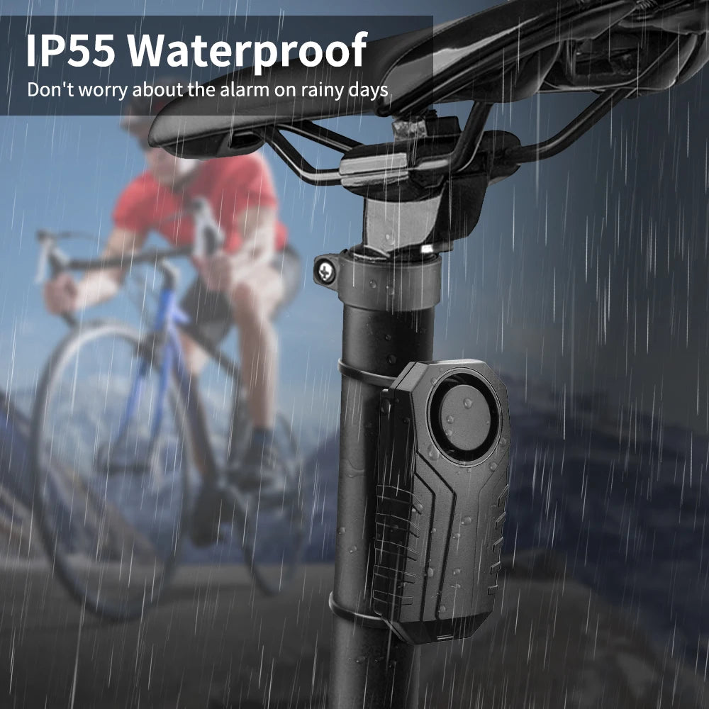 WSDCAM Wireless Bike Alarm IP65 Waterproof Vibration 113dB Anti Theft
