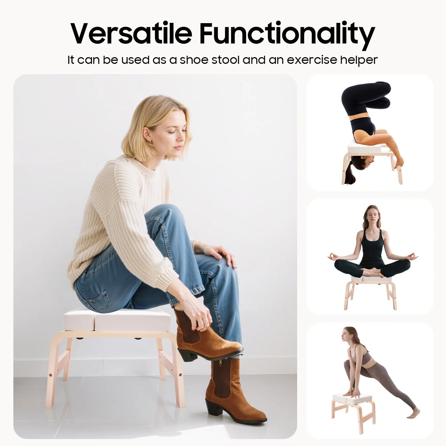 Yoga Headstand Bench Inversion Stool 440lbs Capacity Home Gym